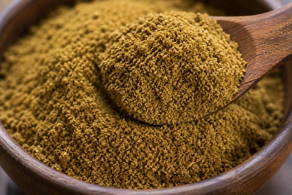pure dhania powder colour and texture close up